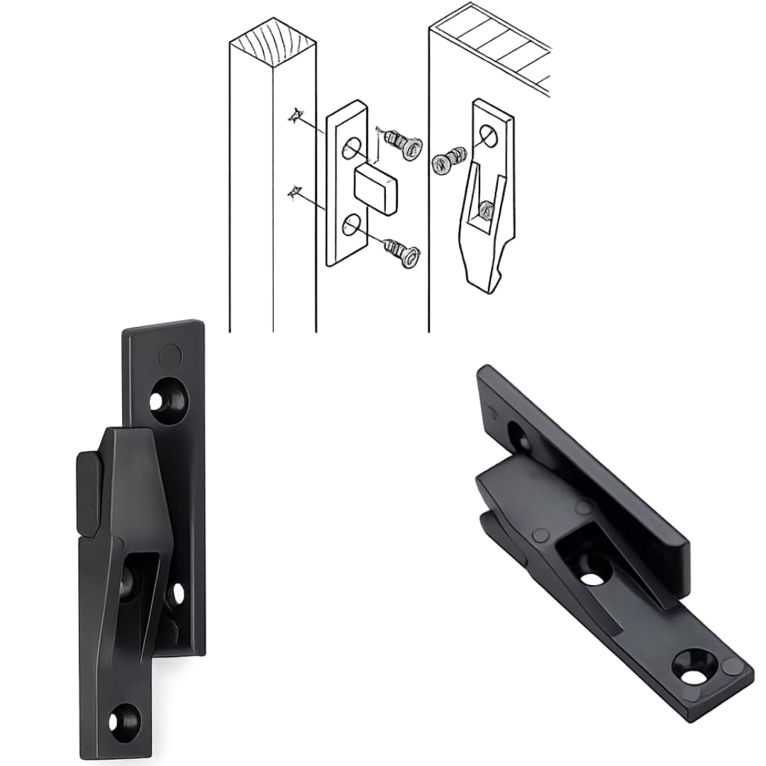 DEEGAAMART 4 Set Black Panel Clip Connector Keku Suspension Fittings, Push-in Press Fit Panel Holder Brackets for Furniture Panels, Cabinets, Partition Walls & Kitchen Plinth-picture-21