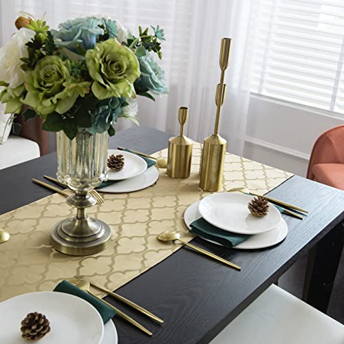Joyfol Day Jacquard Beige Gold Table Runner,Dresser Scarf,Rectangular Polyester Wrinkle Resistant Damask Table Runners For Kitchen Dining Tabletop Decoration(14 X 72 Inch) #TOP2