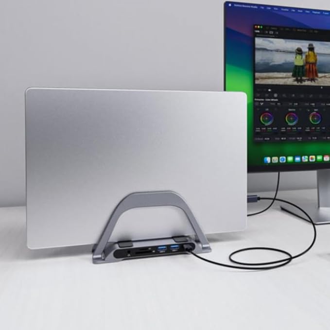Docking Station USB C con Soporte Vertical 4K HDMI USB A C SD TF PD3.0 Ethernet miniatura 5