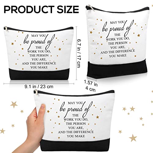 Roowest 20 Pcs Inspirational Gifts Cosmetic Bags for Women Employee Appreciation Makeup Bags Thank You Makeup Pouches with Zipper for Team Coworker Employee(White,Proud)2