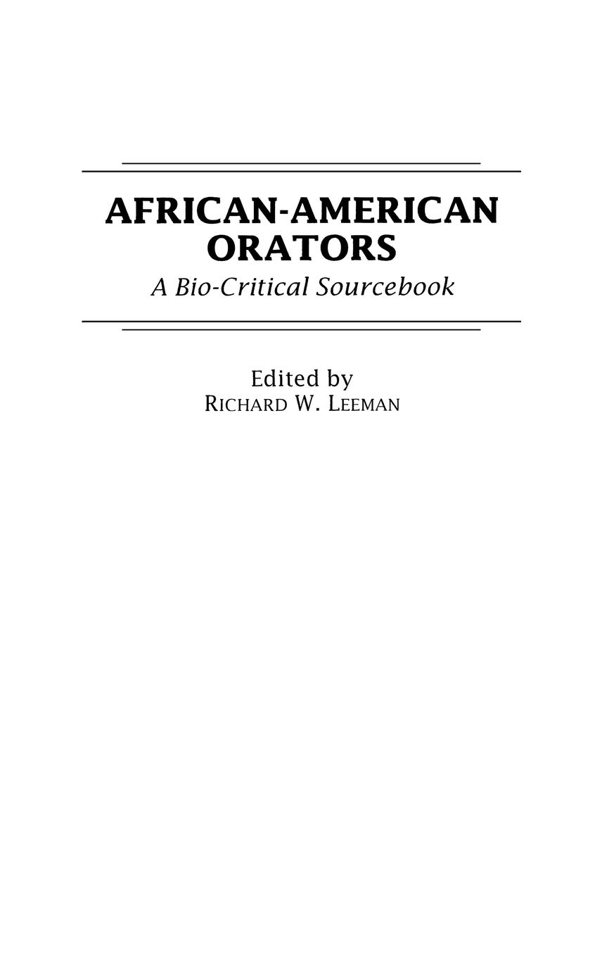 African-American Orators: A Bio-Critical Sourcebook