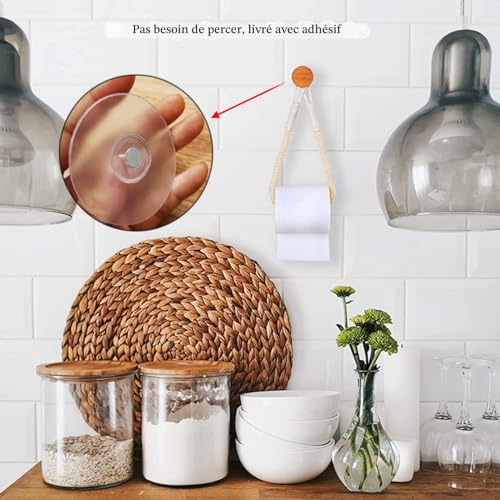 Porte Papier Toilette Corde Jute Sans Percer elthmpr
