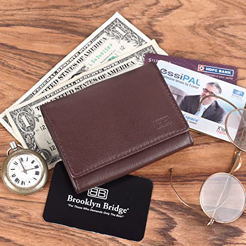 Image of Brooklyn Bridge Genuine Leather Card Holder Wallet for Men Nappa Brown - Slim RFID Protected Wallet, Stylish Leather Credit & Debit Card Holder for Travel
