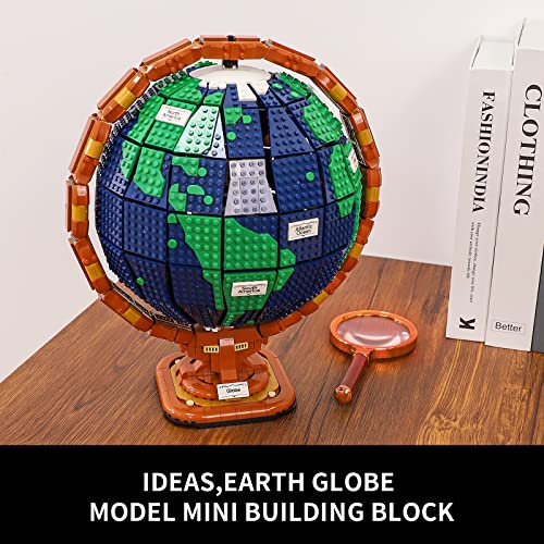 Ideas The Globe Mini Building Set for Adults,2514 Pcs Build Home Decor World map Spinning Globe Gifts for who Love Travel and Geography