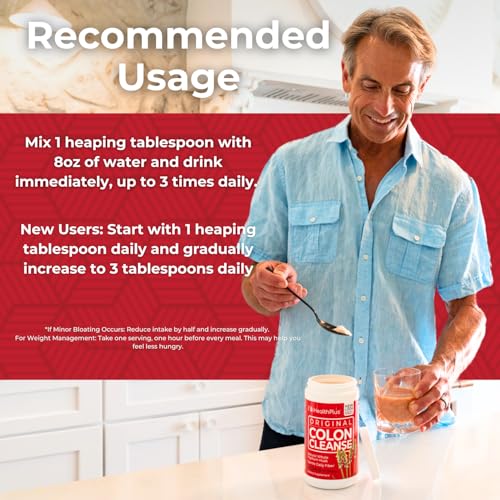 Health Plus Original Colon Cleanse, 12 oz powder, 48 Servings - Natural Detox, Digestive Constipation Relief, Daily Fiber, contains Psyllium Husk - Image 6