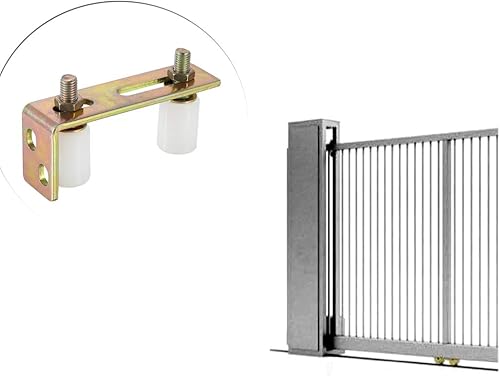 Miniatura 7 de Skelang Rodillo guía de puerta deslizante con soporte de poste en L, doble rodillo de nailon ajustable para puertas correderas de 2-5/16 pulgadas de