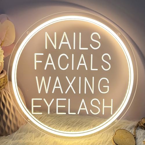 Image of Nails Facials Waxing Eyelash Neon Sign for Wall Decor 3D Art Carving Design Personalized Led Advertising Neon Light Sign for Beauty Salon Spa Business Lash Hair Shop Wedding Warm White USB 30x30CM