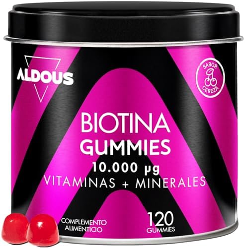 Biotina Gummies 10.000 mcg - 120 Gummies - Sabor Cereza - Gominol...