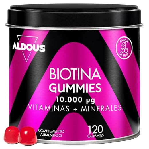 Biotina Gummies 10.000 mcg - 120 Gummies - Sabor Cereza - Gominolas para el Pelo - Acido Folico, Zinc, Selenio, Yodo + Vitaminas - Biotina para el Cabello - Vitaminas Pelo Piel y Uñas - Multivitaminas