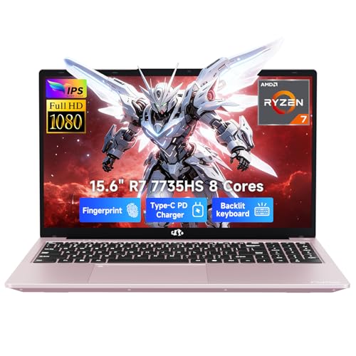 NIMO 2026 Laptop, 8 Cores AMD R7 7735HS 16GB DDR5 RAM 1TB SSD (Up to 4.75GHz, Beat i7-12650H) Gaming Laptop with Radeon 680M GPU, 15.6' IPS FHD, 180° Open Angle, Webcam, HDMI, Portable for Business