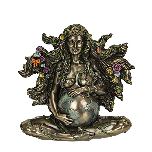 Estatua Gaia sentada embarazada 17.5 cm en resina y bronce