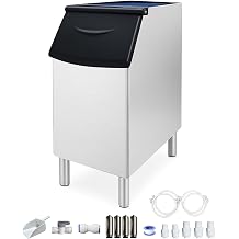 Commercial Ice Maker Storage Bin, 350lbs Capacity Ice-Bin, Stainless Steel Commercial Ice Storage Bin Filled with Foam Layer, Keep Frozen Over 12 Hours Suitable for Beverage Shops and Restaurant Hotel