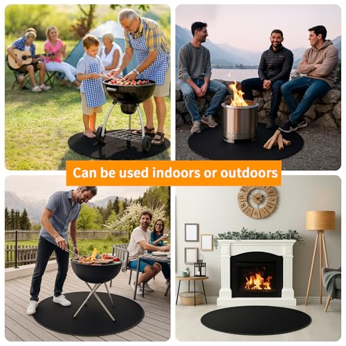 VinBee Fire Pit Mat, 36" Fire proof Mat, Fibreglass Silicone BBQ Mat, Mats for gas grill reusable, Indoor Fireplaces - for Deck Protector, Grass, Grill, Floor, Camping (91x 91 cm Round) - Image 6
