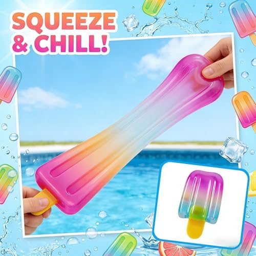 Ice Cream Squishy Toy, Summer Sensory Stress Relief Squeeze Squishy, Popsicle Squishy for Easter Basket Stuffers, Party Favors, Anxiety Relief Everyone, Birthday Gift - 4
