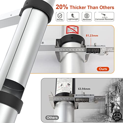 Telescoping Ladder, Luisladders 12.5Ft Aluminum Lightweight Extension Folding Telescopic Ladder Button Retraction Slow Down Design En131 330Lbs Max Capacity, Multi Purpose Rv Ladder For Outdoor Work #TOP1