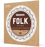 D'Addario Folk Nylon Classical Acoustic Guitar Strings, Silverplated Wound, EJ32C, Ball End, Clear-Nylon, 6-String Set, Pack of 1