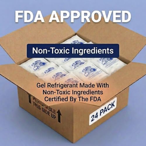Image of ICE-BRIX Reusable Gel Ice Packs for Shipping, 6 x 5.75 x 1 in White (24 Pack) - Medium Cold Packs for Lunch Boxes, Medication Mailers, Meal Prep, Coolers & Perishables