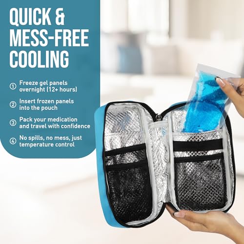 Image of ONYXNEO Dia-Cool Pro Insulin Cooler Travel Case Pouch with 2 Ice Gel Packs (6-8 Hour Insulin Cooling Support) - Cooler Portable Insulin Bag for Diabetics, Compact Insulin Cooler Case for Medicine, Diabetic Supplies, Ozempic Pen, EpiPen, and Syringes