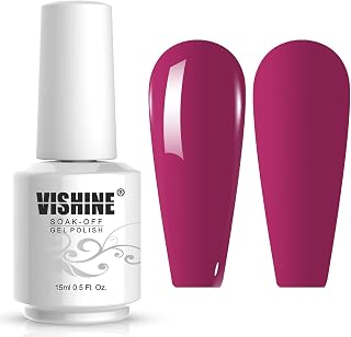 Vishine Soak-Off UV LED Gel Polish Nail Art Manicure Lacquer Medium Violetred(075)
