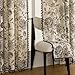 F-CHU Black Floral Farmhouse Curtains Living Room Drapes 84 Inch Length Cotton Linen Boho Window Curtain with Tassel Rod Pocket Bedroom Macrame Drapes Flower Curtains, 2 Panel