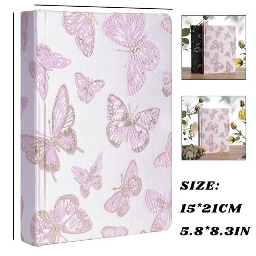 TIEFOSSI Journal en tissu brodé A5 pour femmes et hommes, journaux à lignes collégiales pour l'écriture, cahiers à couverture rigide papillon pour le travail, les affaires, la maison, l'école – vue 2