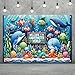 Starlit Patio Underwater World Backdrop Banner Ocean Party Decoration Cute Sea Animal Banner for Kids Birthday Baby Shower Photography Background Photo Booth Wall Decor 71 x43 Inch