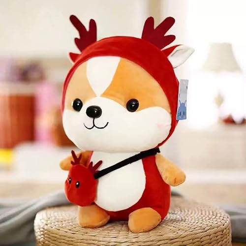 Bai Lan Hei Squirrel Stuffed Animal Wearing Red Deer Costume, Adorable Plushies Doll Play Toys For Kids Girls Boys Birthday Christmas Red Squirrel Fest Gift (Red, 17.7 Inch) #TOP3
