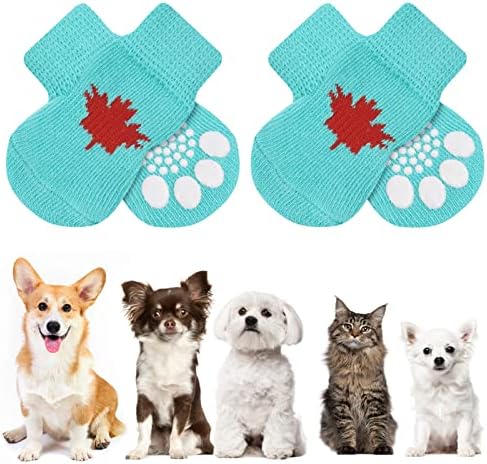 AUAUY 2 Pairs Anti Slip Dog Socks, Paws Stop Licking Dog Grip Socks, Pet Paw Protector, Dog Claw Socks Dog Slippers with Adjustable Strap for Puppy Dog Indoor Outdoor Hardwood Floor Walking (M)