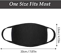 Vista 3 de Forno Paquete de 3 cubrebocas unisex, algodón negro, lavable, tela de algodón reutilizable