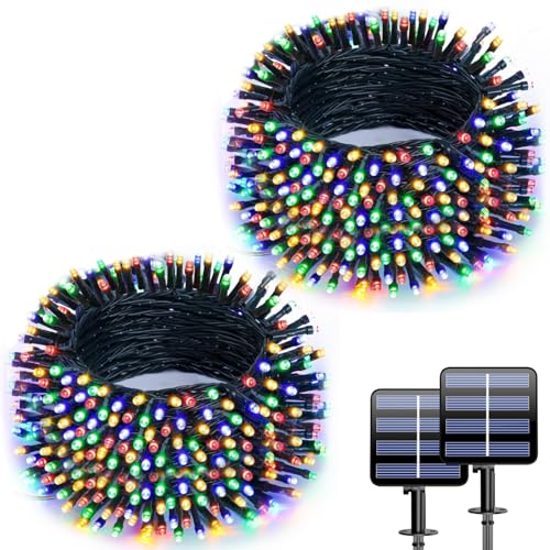 Electight Solar Christmas Lights, 2 Pack 66FT 200 LEDs with