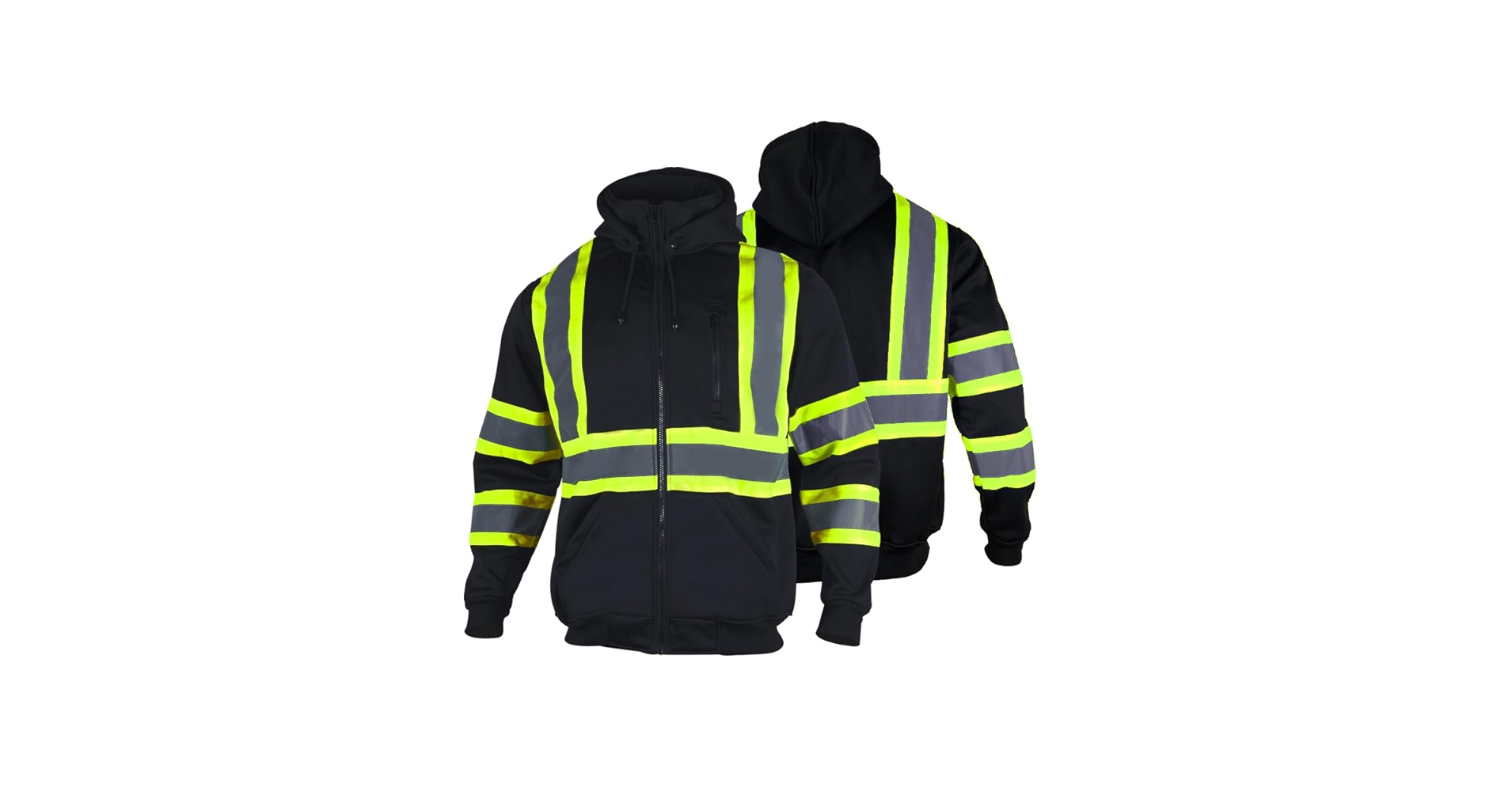 FONIRRA Hi Vis Safety Fleece Zip Hoodie for Men Reflective