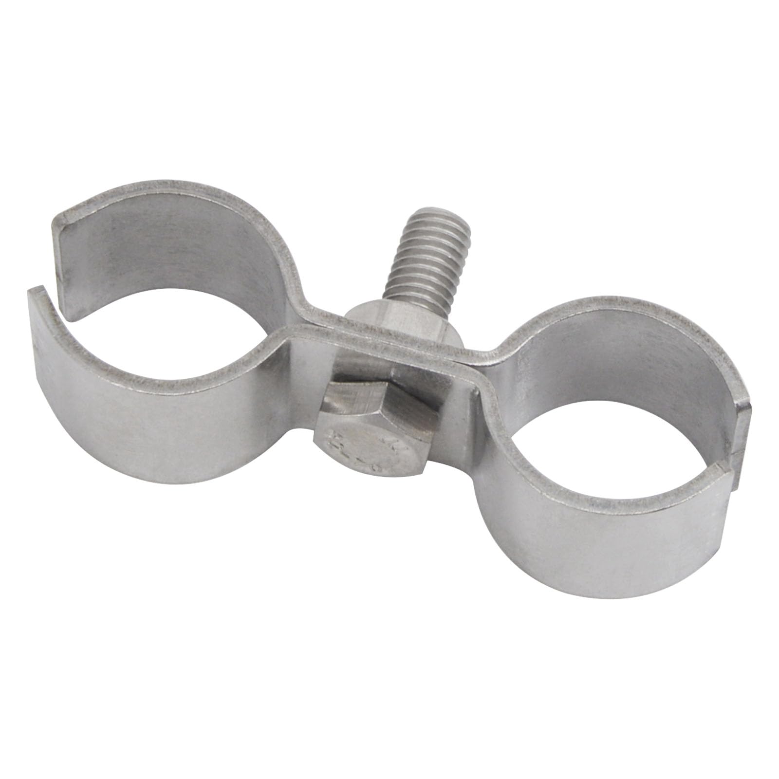 Double Pipe Clamp 304 Stainless Steel Dual Pipe Tube Clip with Bolt and Nut for 50mm Tubes (1 Pack)