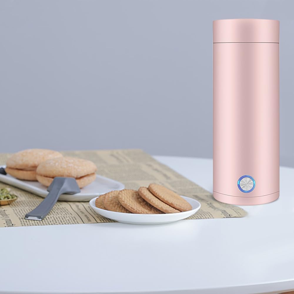 Portable Kettle for Travel，400ML Portable Water Boiler, Travel Electric Kettle, Auto Shut-Off Mini Electric Tea Kettle, Stainless Steel Portable Electric Kettle for Hot Water Making Tea, Coffee (Pink)