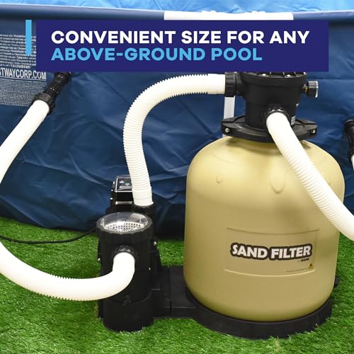 GAME 7011-E Sand Filtration System - 16-Inch Above-Ground Pool Filter Tank With Digital Timer, 120 Pound Sand Capacity, 3/4 HP Pump and Motor, 3,698 GPH