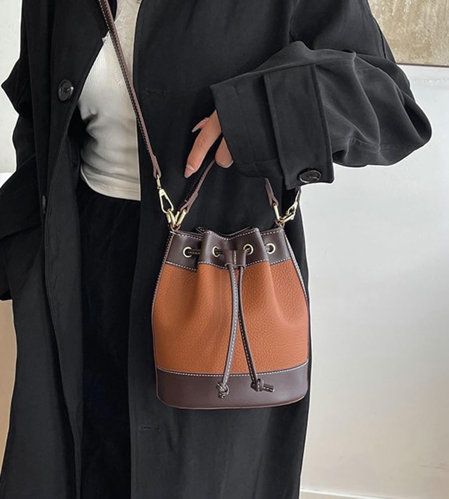 Women’s Retro Bucket Bag Chic Drawstring Hobo Purse with Adjustable Strap Lightweight Shoulder Bag for All Seasons - Image 2