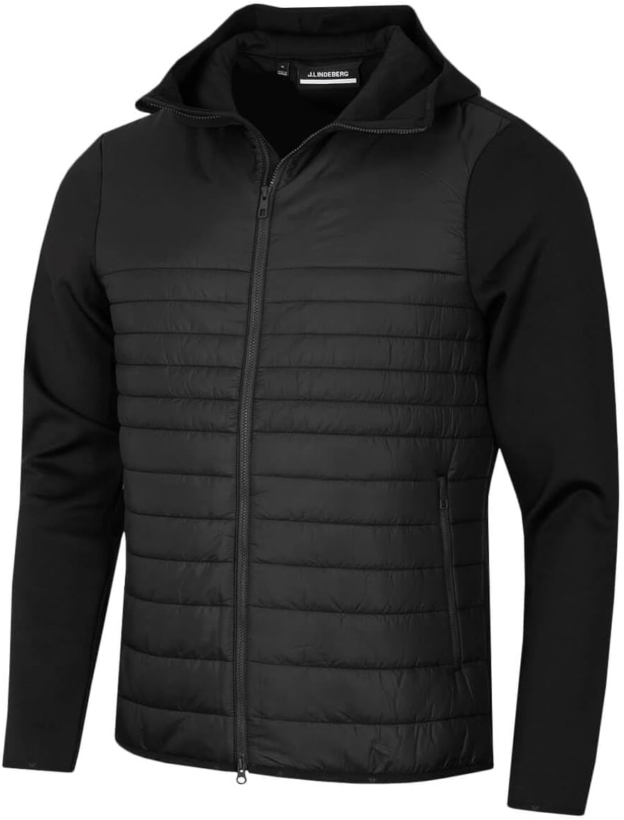 J.Lindeberg Men's Martino Quilt Hybrid Hooded Stretch Golf Jacket
