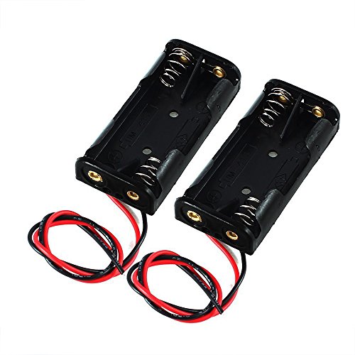 soccik Boîte Batterie Noir Rouge Fil Plomb Boîte Support plastique boîtier Piles Box pour 3 V Pile AA 2 pièces