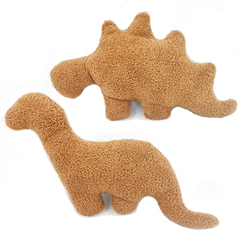 Image of SAYONAKUAJ 2PCS Dino Chicken Nugget Plush 16In Soft Pillow - Brontosaurus & Triceratops Kids Birthday Gifts