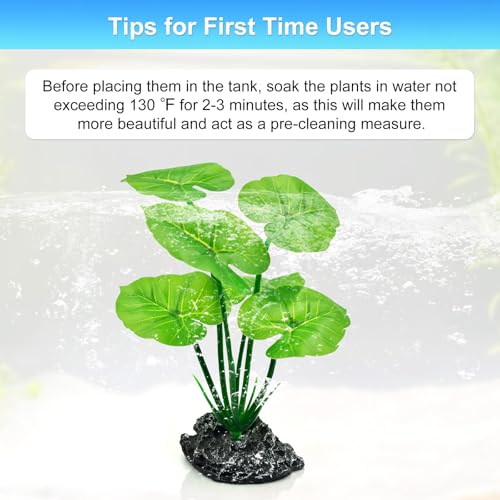 Image of Artificial Fish Tank Decorations Plants, Aquarium Decor Plant Plastic Realistic Silk Plants for Fish Tank Leaf Pad Hammock for Small Tank, Goldfish, Reptiles