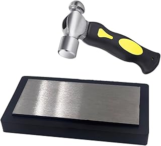 7.8"x4.2"Steel Bench Block Flat Anvil Jewelers Tool with Tough Rubber Block,Jewelry Stamping Hammer, Jewelry Metal Stamping Tools for Jewelry Making & Metal Stamping (Rectangle)