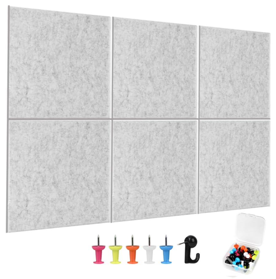 Large Cork Board 90 x 60 cm with Adhesive Backing, 6 Pin Grey Boards with 25 pins for Photos Memos, Removable Felt Notice Boards for Home Office Walls