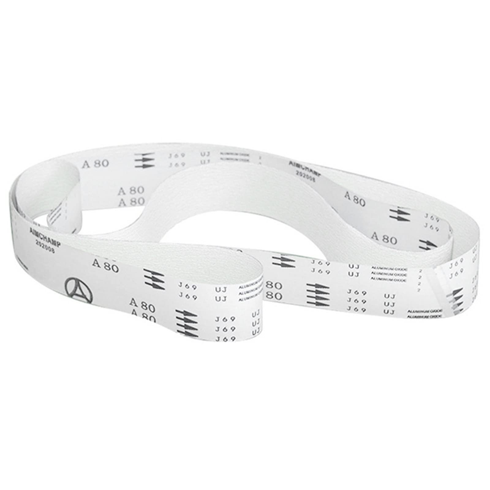 Banda de lijado, bandas de lijado, accesorios para lijadora de banda, 3 unidades de 2100 x 50 mm, juego de bandas de lijado 80#, 100#, 120#, 83"x 2" corindón calcinado, bandas de lija blancas para