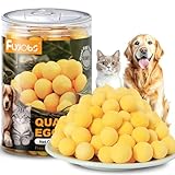 Flyjobs Freeze-Dried Quail Egg Yolk Snacks for Cats and Dogs Training, Natural Pet Treats Limited Ingredient, Healthy Tasty Freeze-Dried Pet Food for Dogs Cats (L, Quail)