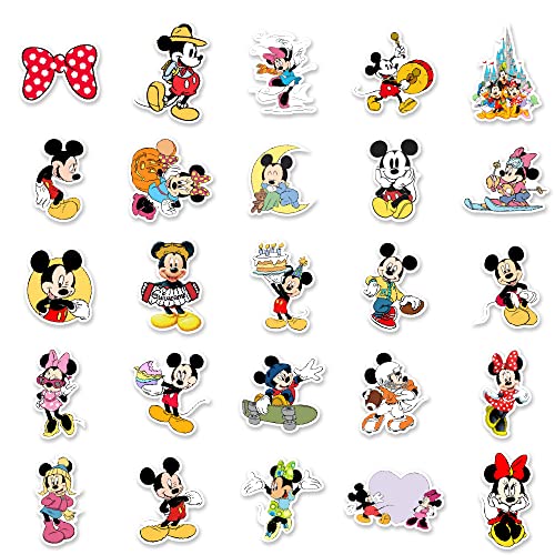100Pcs Mickey & Minnie Mouse Stickers For Kids,Vinyl Waterproof Sticker Party Pack For Water Bottles Cups Hydroflask Notebook Scrapbook Skateboard Bedroom Wall Decor #TOP2