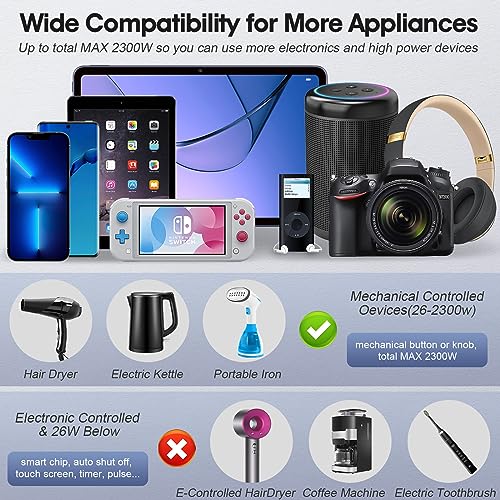 Voltage Converter 2300W International Power Converter Step Down 220V/240V To 110V/120V Travel Adapter W/ 3 Usb + 1 Type C+ 3 Ac Outlets + 7 Worldwide Plug Adapter For Eu/Us/Au/It/Uk/India/South Africa #TOP4