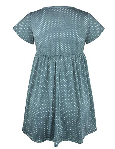 Prettylife Womens Flattering Maternity Tops Comfy Short Sleeve Pleated Pregnancy Shirt (Polyester Green - Polka Dot, Large) #TOP5