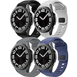 Sport Silicone Watch Band for Samsung Galaxy Watch 7/6/5/4/FE, 20mm No Gap Replacement Strap for Galaxy Watch 6 Classic 43/47mm 5 Pro 45mm 4 Classic 42/46mm Men Women, 4 Pack