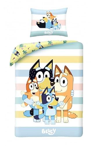 Halantex Juego De Cama Bluey Familia Perritos Bluey Bingo Bandit Chilli - Funda Nórdica Reversible 140 X 200 Cm Y Funda De Almohada 70 X 90 Cm - Multicolor - 100 Algodón Halantex Juego De Cama Bluey Familia Perritos Bluey Bingo Bandit Chilli - Funda Nórdica Reversible 140 X 200 Cm Y Funda De Almohada 70 X 90 Cm - Multicolor - 100 Algodón