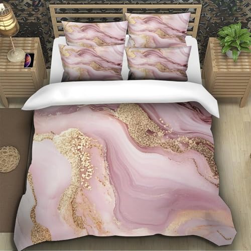 Housse de Couette Rose Marble Imprimé 3D de Qualité Supérieure Linge de Lit Abstrait