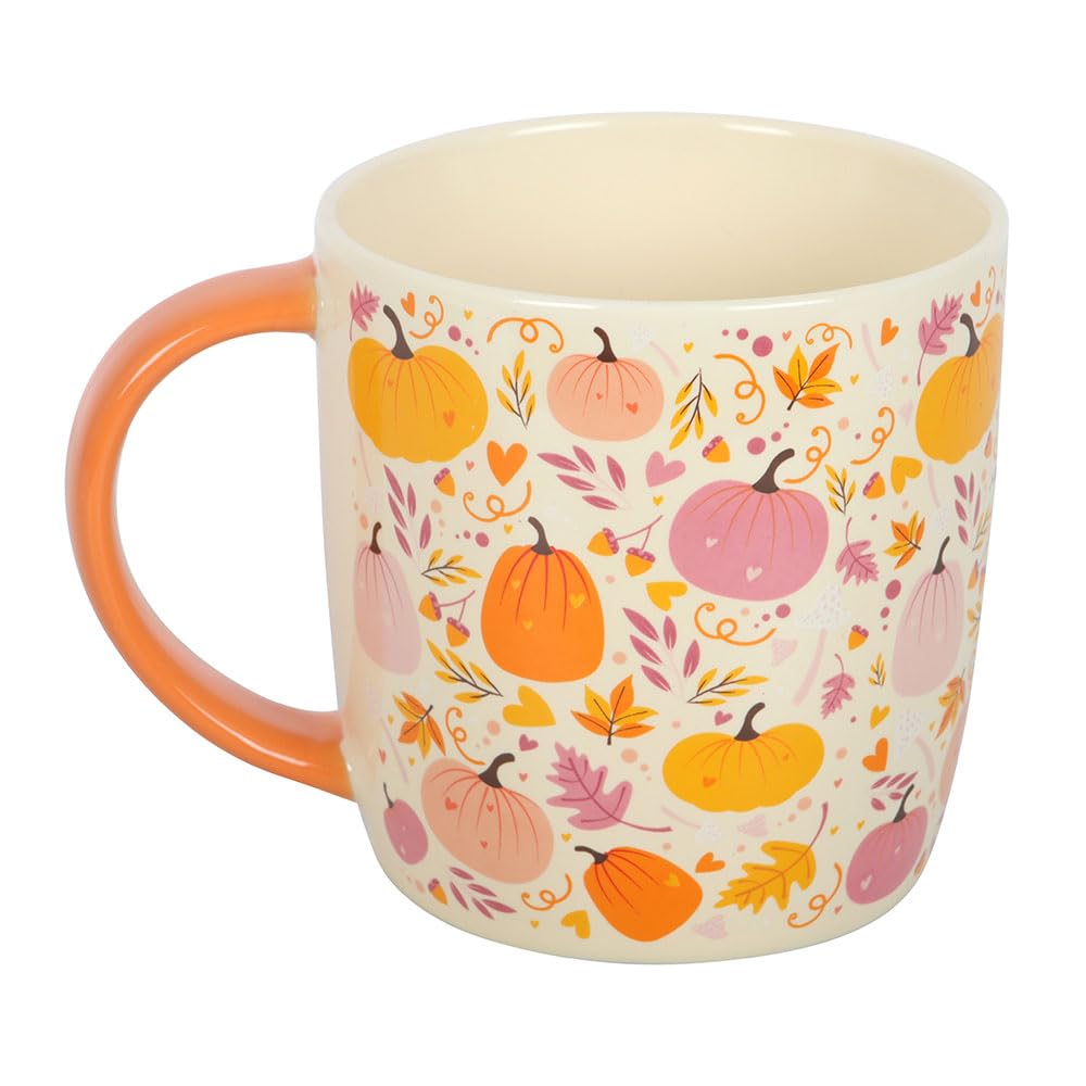 Something Different Wholesale Pink and Orange Pumpkin Print Mug | Ceramic Cup for Hot Beverages